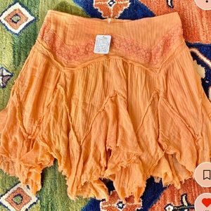 Free People Lace Fairy Hem Elastic Skirt